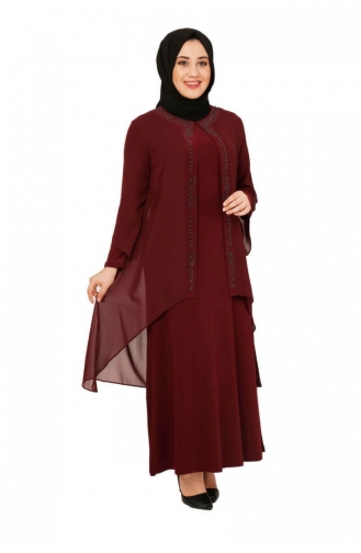 Weinrot Hijab Kleider 4000SMR.BRD