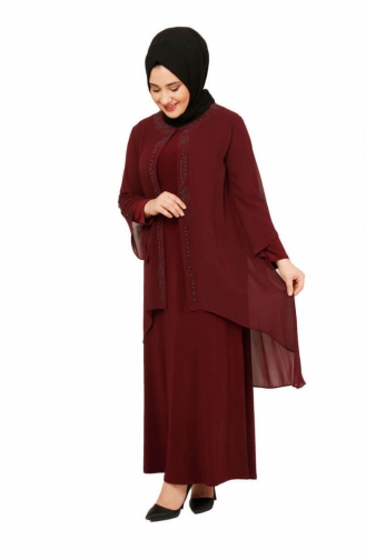 Weinrot Hijab Kleider 4000SMR.BRD