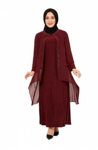 Weinrot Hijab Kleider 4000SMR.BRD