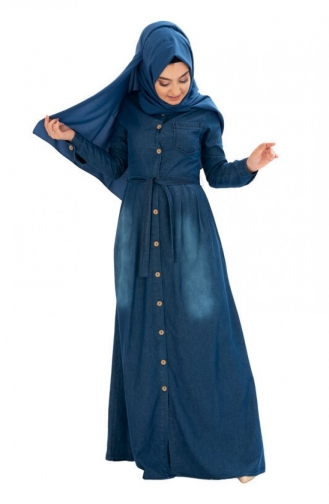 Navy Blue Hijab Dress 5301MZ.ACR
