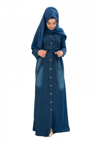 Navy Blue Hijab Dress 5301MZ.ACR