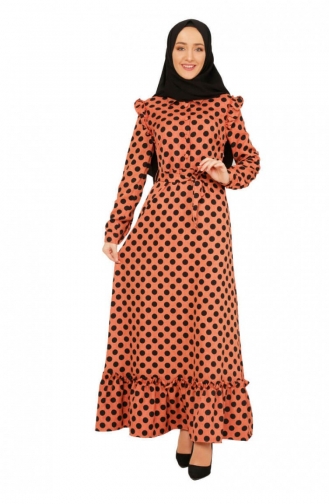 Ziegelrot Hijab Kleider 6176MZ.KRT