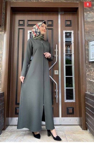 Fermuarlı Ferace Haki Yeşil
