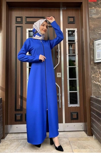 Fermuarlı Ferace Saks Mavisi