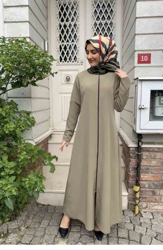 Fermuarlı Ferace Yağ Yeşili