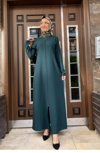 Fermuarlı Ferace Zümrüt Yeşil
