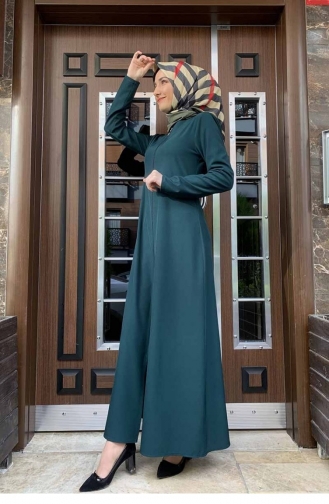 Fermuarlı Ferace Zümrüt Yeşil
