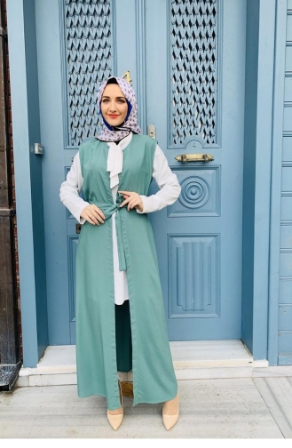 Kuşaklı Yelek Çağla Yeşili