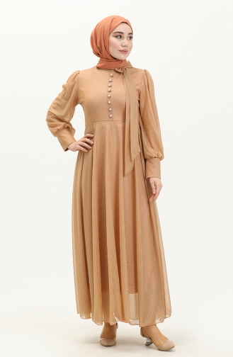 Gold Hijab-Abendkleider 14032