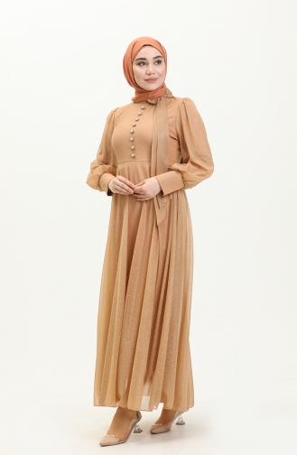 Gold Hijab-Abendkleider 14032