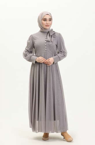 Simli Abiye Gri 13801