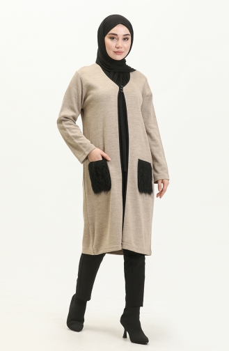Strickjacke mit Pelztaschen 1085-01 Nerz 1085-01
