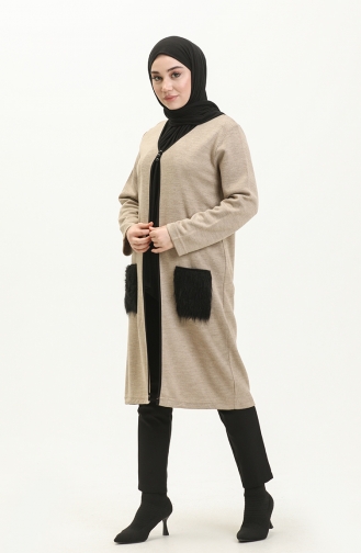 Strickjacke mit Pelztaschen 1085-01 Nerz 1085-01