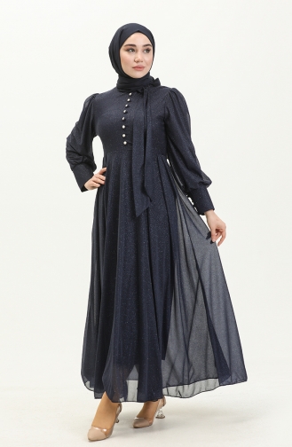 Indigo Hijab Evening Dress 14035