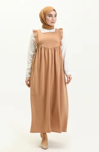 Giletkleid mit Rüschen 3043-02 Milchkaffee 3043-02