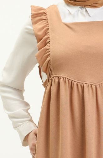 Frilly Gilet Dress 3043-02 Coffee with Milk 3043-02