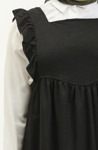 Fırfırlı Jile Elbise 3043-03 Siyah