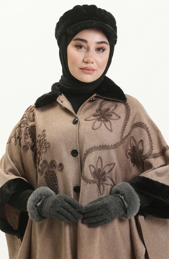 Poncho mit Pelzdetail 1093-01 Nerz 1093-01