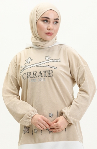 Stein-bedruckte Tunika 7000-03 Beige 7000-03