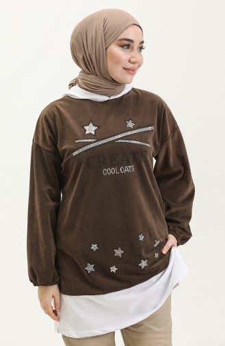 Stone Print Tunic 7000-04 Brown 7000-04