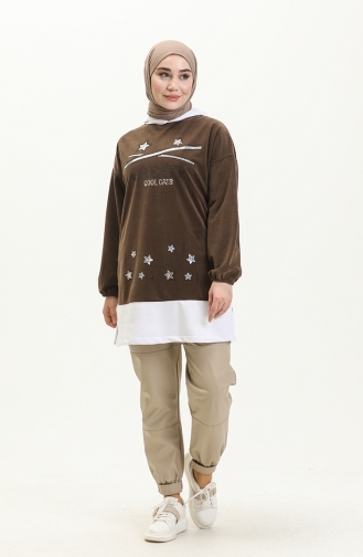 Stone Print Tunic 7000-04 Brown 7000-04