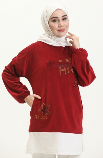 Stone Print Tunic 7001-05 Claret Red 7001-05