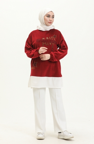 Stone Print Tunic 7001-05 Claret Red 7001-05