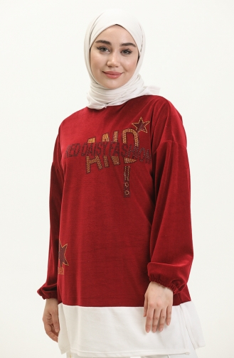 Stone Print Tunic 7001-05 Claret Red 7001-05