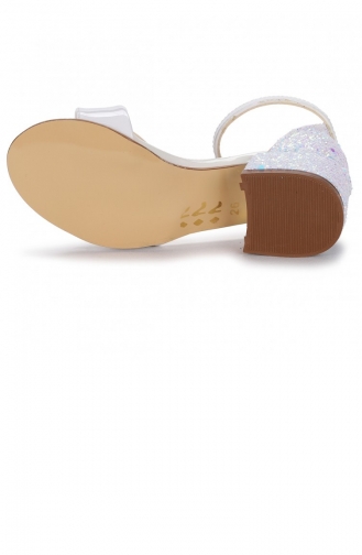 Kiko 768 Ayna Çam Günlük Kız Çocuk 3 Cm Topuk Sandalet Ayakkabı Beyaz
