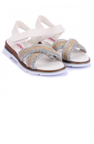  Kid s Slippers & Sandals 21YSANKIK000002_2844.Beyaz - Gümüş
