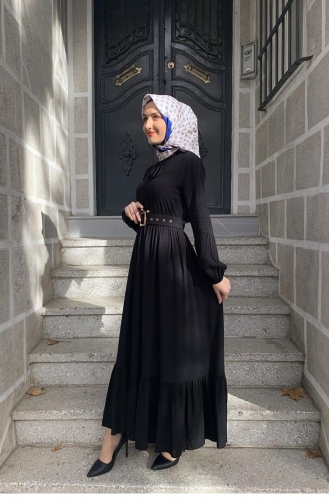 Schwarz Hijab Kleider 0220SGS.SYH