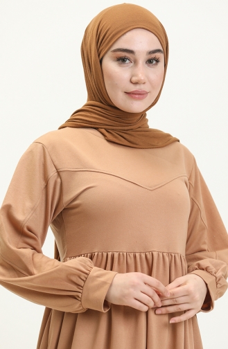 Shirred Sports Dress 3045-02 Milk Coffee   3045-02