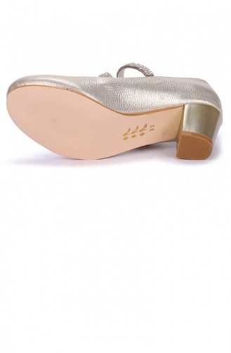 Kiko 750 Vakko Günlük Kız Çocuk 4 Cm Topuk Babet Ayakkabı Altın