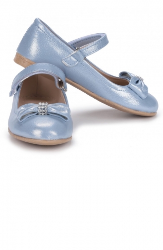 Kiko Kids Pmk 501 Vakko Kırma Fiyonklu Kız Çocuk Babet Ayakkabı Saks Mavisi