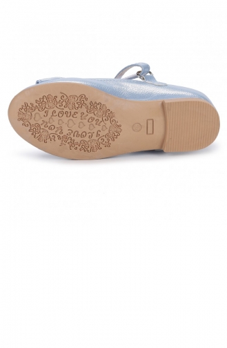Kiko Kids Pmk 501 Vakko Kırma Fiyonklu Kız Çocuk Babet Ayakkabı Saks Mavisi
