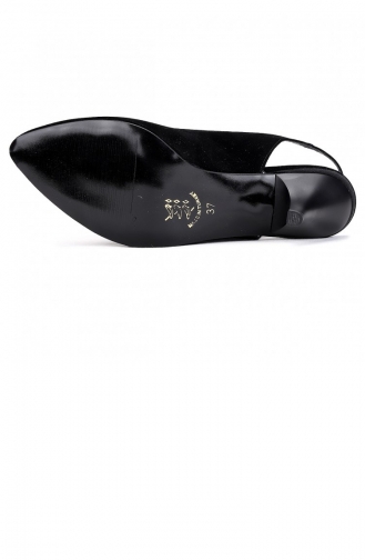 Woggo 1990 012 Süet 6 Cm Topuk Sandalet Kadın Ayakkabı Siyah