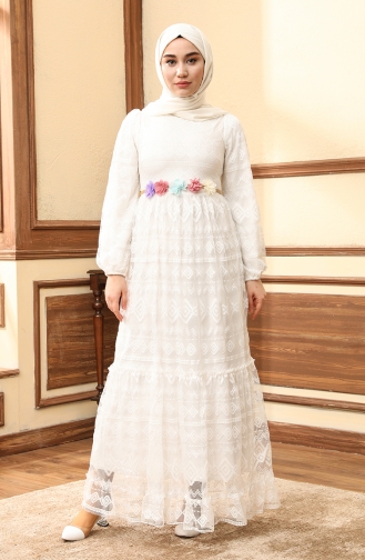 White Hijab Dress 13231