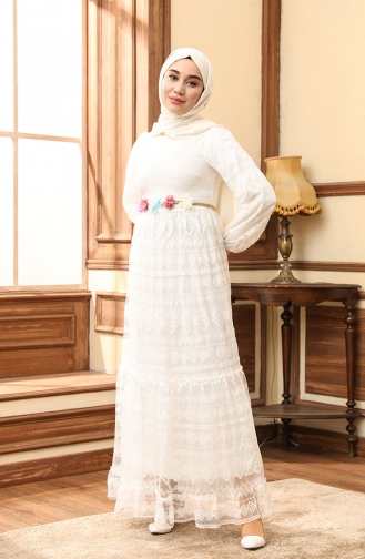 White Hijab Dress 13231