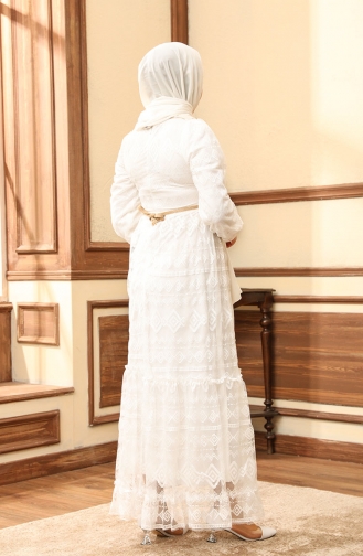 White Hijab Dress 13231