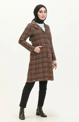 Patterned Long Jacket 1037-02 Orange 1037-02