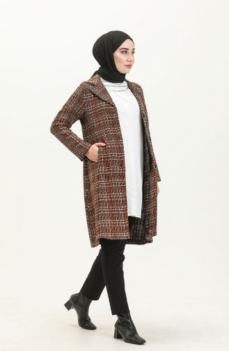 Patterned Long Jacket 1037-02 Orange 1037-02