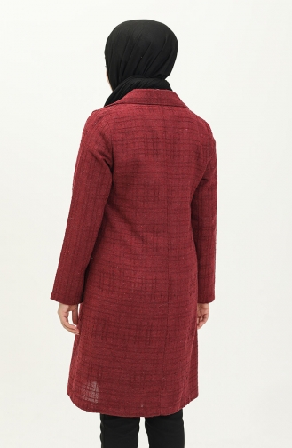 Veste Longue à Motifs 1037-03 Bordeaux 1037-03