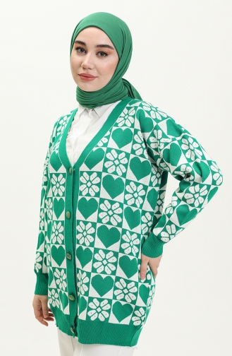 Triko Desenli Hırka 0552-03 Zümrüt Yeşili