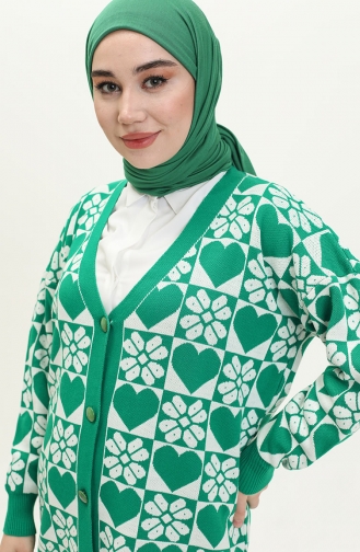 Triko Desenli Hırka 0552-03 Zümrüt Yeşili