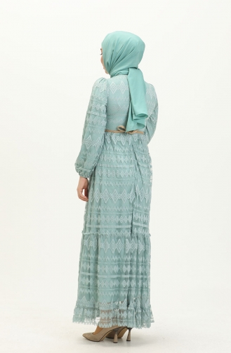 Kemeri Çiçekli Elbise Mint 10241