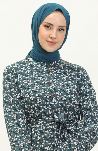 Floral Print Dress 4066-08 Petrol 4066-08