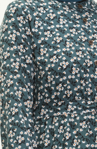 Floral Print Dress 4066-08 Petrol 4066-08