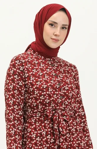 Kleid mit Blumenmuster 4066-09 Weinrot 4066-09