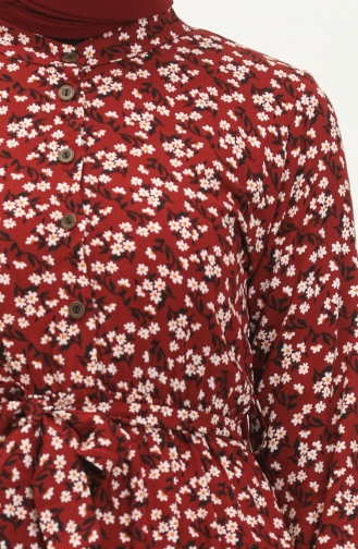 Floral Print Dress 4066-09 Claret Red 4066-09