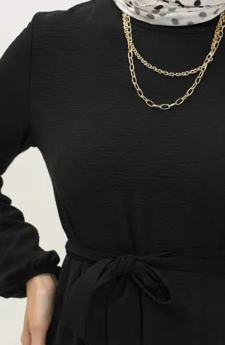 Robe Ceinturé à la Taille Jupe Plissée 2023-01 Noir 2023-01